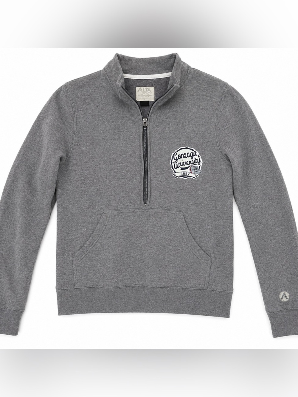Gonzaga University Quarter Zip Sweatshirt Womens Small Grey Campus Pullover
